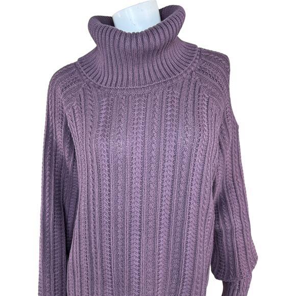 Studio Park Shawn Killinger Cold Shoulder Cable Knit Sweater Huckleberry Large - Picture 8 of 12